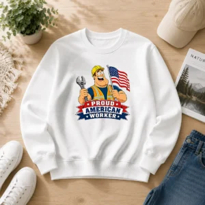 Hot Labour Day Patriotic Worker Cartoon Sweater