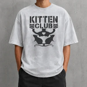 Original Official Distressed Kitten Club Cat Lover Pet Washed T-Shirt