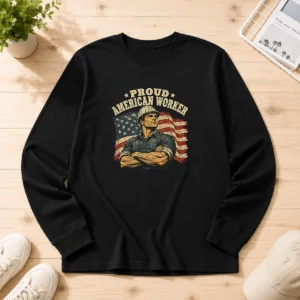 Premium Labour Day Proud American Worker Retro Distressed Long Sleeve Shirt