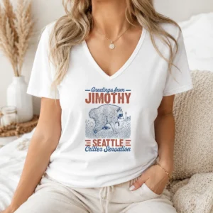 Hot Official Greetings From Jimothy Seattle Critter Raccoon Comfort Colors V-Neck Shirt
