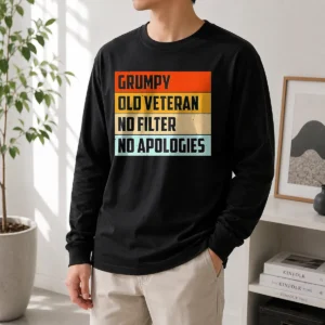 Official Grumpy Old Veteran No Filter No Apologies Retro Long Sleeve Shirt