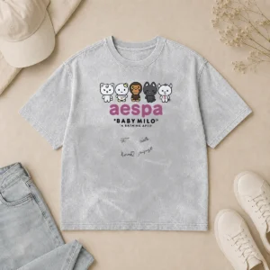 Official Aespa X Baby Milo A Bathing Ape Signature Washed T-Shirt