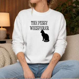 Top The Pussy Whisperer With Black Cat Silhouette Shirt - Image 5
