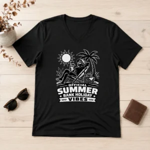 Hot Pretty Summer Bank Holiday Vibes Silhouette V-Neck Shirt