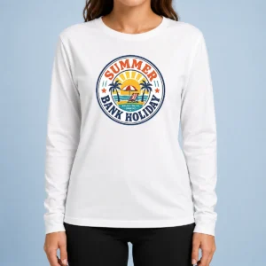 Nice Top Vintage Badge Summer Bank Holiday Relax Enjoy Unwind Long Sleeve Shirt