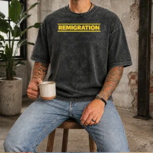 Nice Funny Remigration Political Migration Policy Washed T-Shirt