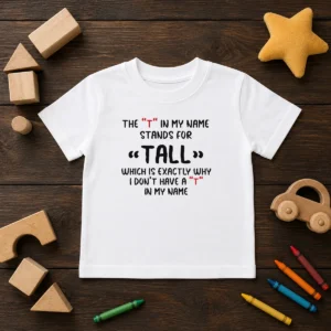 Nice The T In My Name Stands For Tall Quote Kids T-Shirt