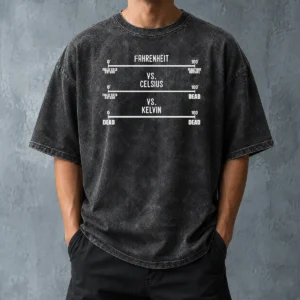 Hot Official Fahrenheit Celsius Kelvin Temperature Geek Washed T-Shirt