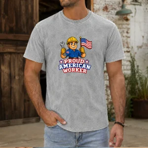 Pretty Labour Day Proud American Worker Pixel (2) Washed T-Shirt