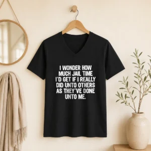 Awesome I Wonder How Much Jail Time ID Get If I Did Unto Others As Theyve Done Unto Me V-Neck Shirt