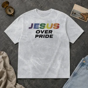 Hot Awesome Jesus Over Pride Washed T-Shirt
