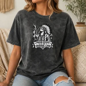 Hot Original Indigenous Peoples Day Proud Keeper Stencil Washed T-Shirt