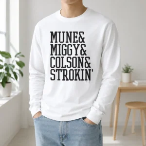 Awesome Mune Miggy Colson And Strokin' Detroit Tigers Players Long Sleeve Shirt
