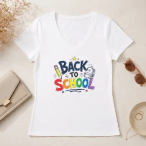 Hot Funny Colorful Bubble Letters Back To School Rainbow V-Neck Shirt