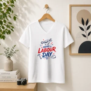Pretty Happy Labour Day Sketch Hand Wrench Hammer Tools V-Neck Shirt
