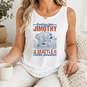 Hot Official Greetings From Jimothy Seattle Critter Raccoon Comfort Colors Tank Top