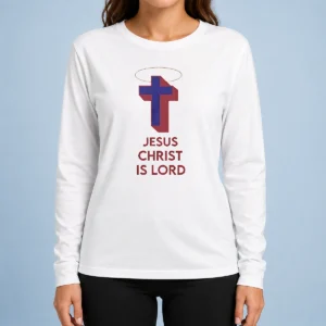 Hot Pretty Jesus Christ Is Lord Cross Christian Religious Long Sleeve Shirt