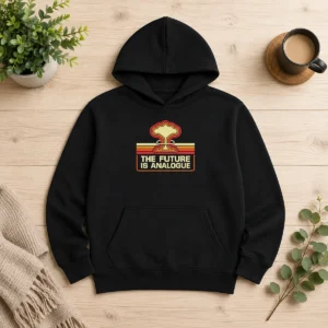 Original Pretty The Future Is Analogue Retro Nuclear Mushroom Cloud Hoodie