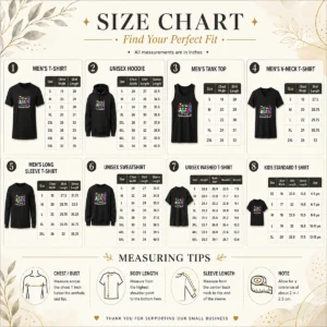 Size chart for Funny Here We Go Again I Mean Welcome Back Teacher School with measurements in inches and cm to help choose the right fit