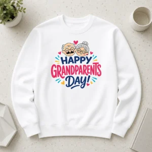 Nice Original Happy Grandparents Day Cute Couple Hearts Typography Sweater
