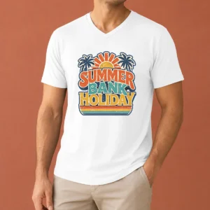 Good Hot Vintage Retro Summer Bank Holiday Palm Sunburst V-Neck Shirt