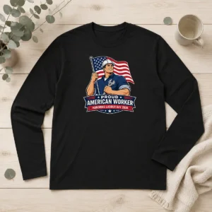 Official Original Labour Day Proud American Worker Vector Long Sleeve Shirt
