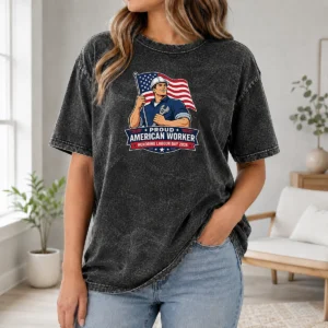 Happy Premium Labour Day Proud American Worker Vector Washed T-Shirt