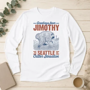 Hot Nice Greetings From Jimothy Seattle Critter Raccoon Comfort Colors Long Sleeve Shirt