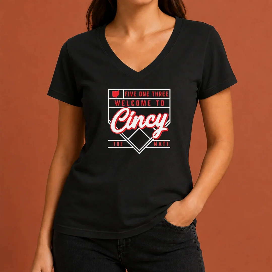 nice-awesome-five-one-three-welcome-to-cincy-the-nati-v-neck-shirt Nice Awesome Five One Three Welcome To Cincy The Nati V-Neck Shirt