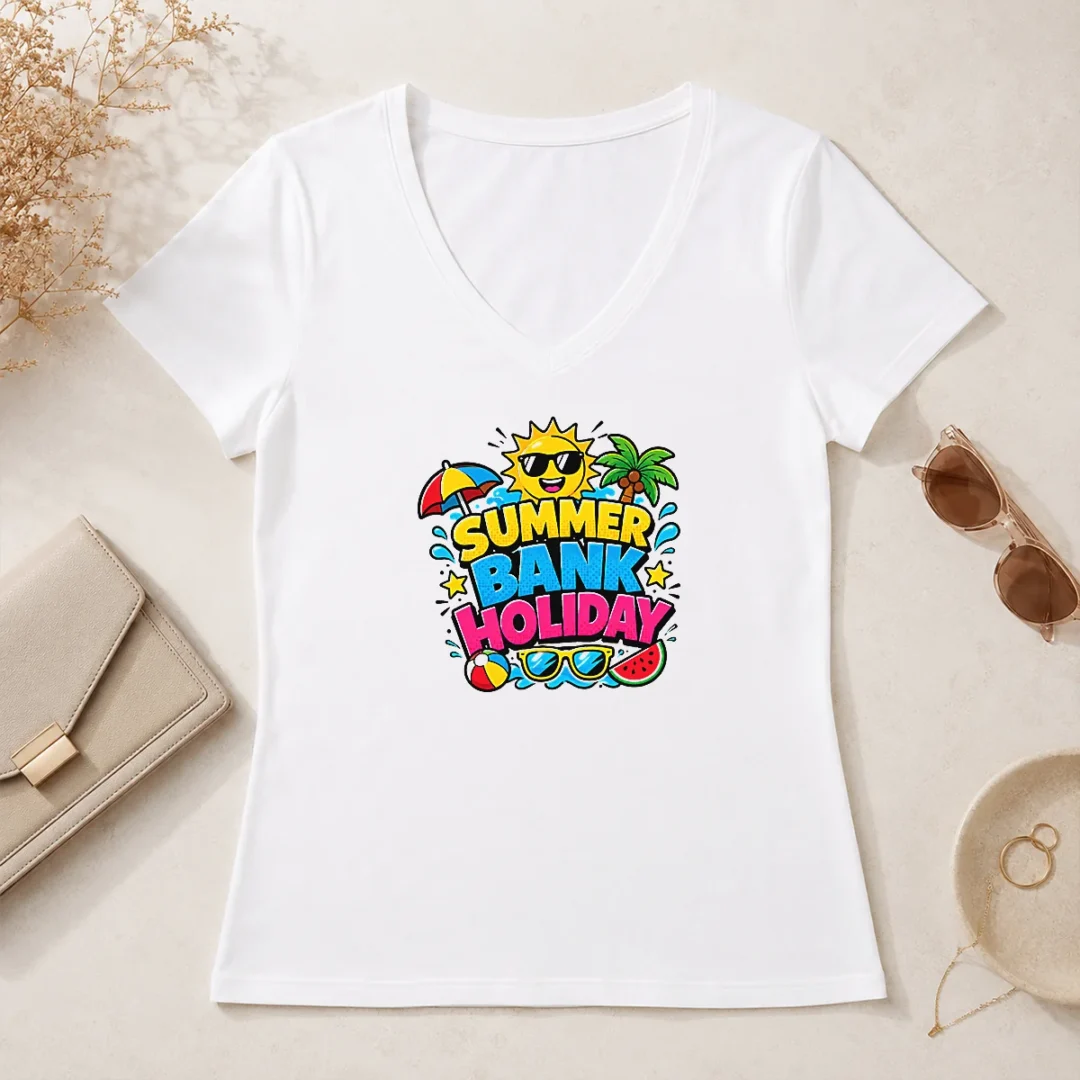 Nice Cartoon Summer Bank Holiday Beach Ball Watermelon V Neck Shirt Nice Cartoon Summer Bank Holiday Beach Ball Watermelon V-Neck Shirt