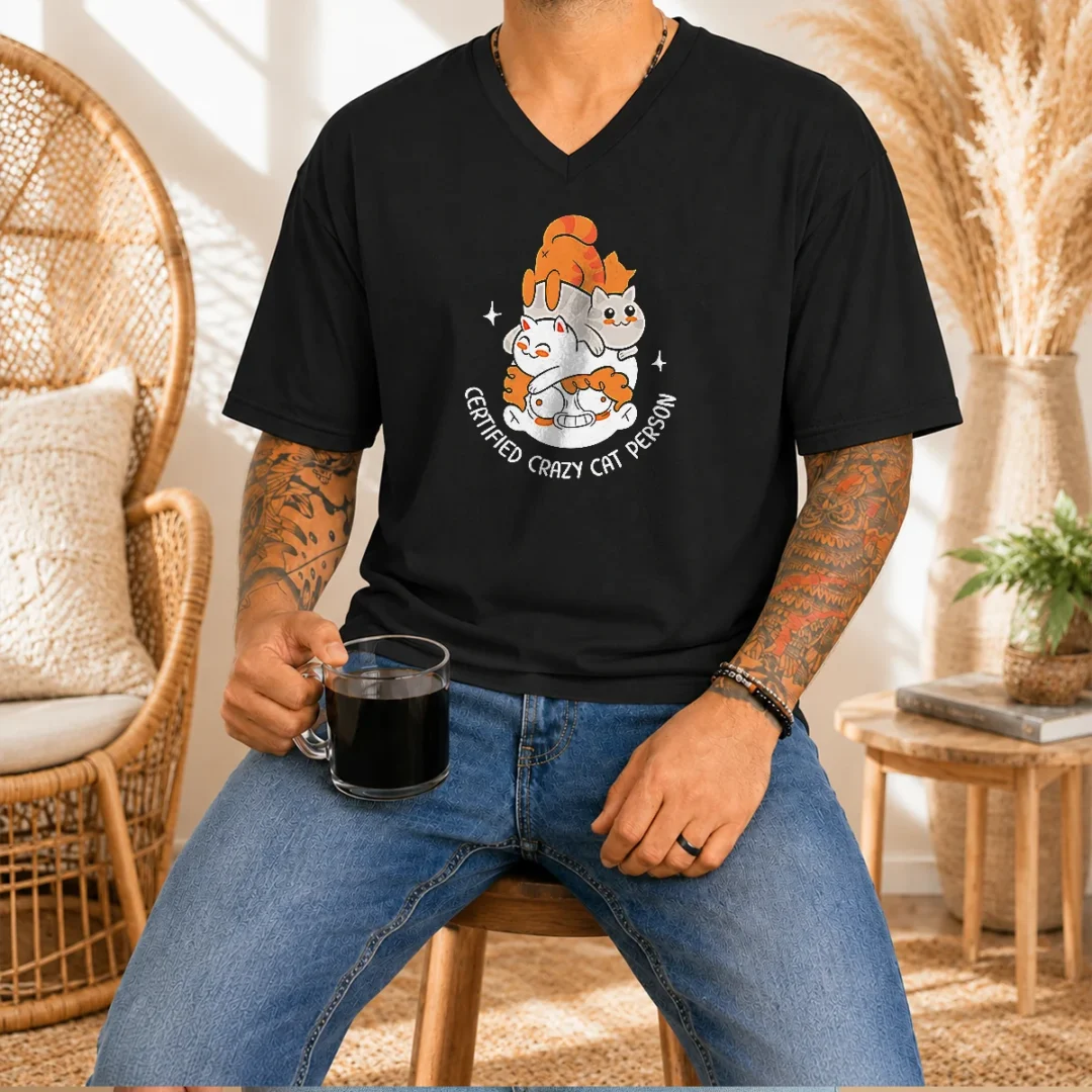 nice-certified-crazy-cat-person-cute-cats-v-neck-shirt Nice Certified Crazy Cat Person Cute Cats Shirt - Image 2