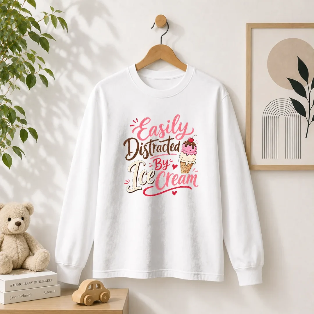 nice-easily-distracted-by-ice-cream-funny-cute-long-sleeve-shirt Nice Easily Distracted By ICE Cream Funny Cute Long Sleeve Shirt