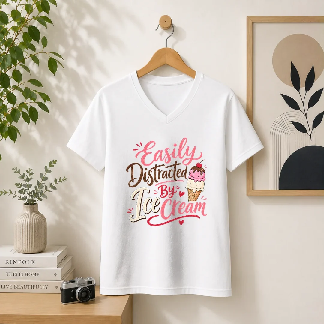nice-easily-distracted-by-ice-cream-funny-cute-v-neck-shirt Nice Easily Distracted By ICE Cream Funny Cute V-Neck Shirt