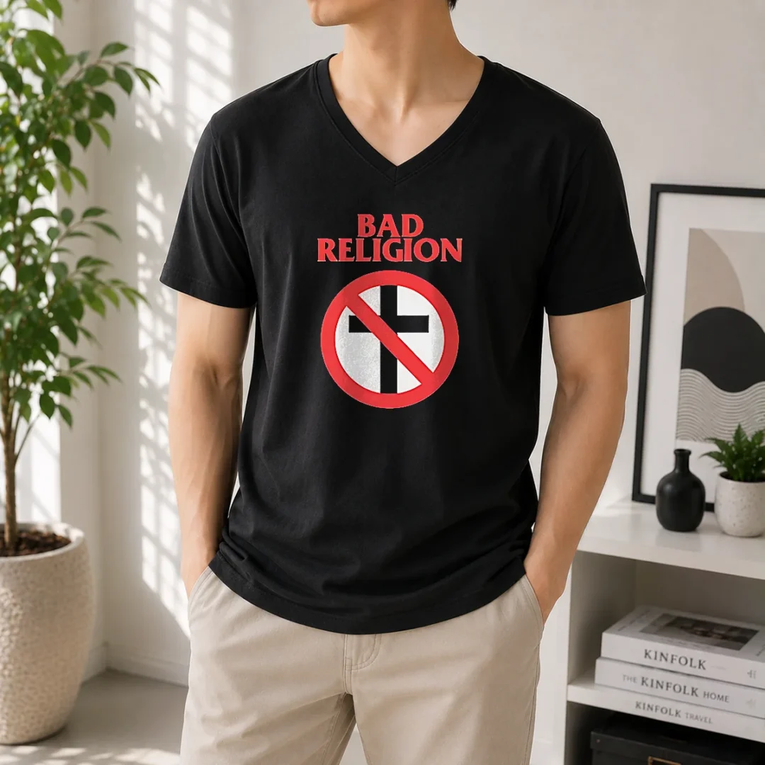 nice-funny-bad-religion-cross-logo-music-v-neck-shirt Nice Funny Bad Religion Cross Logo Music V-Neck Shirt