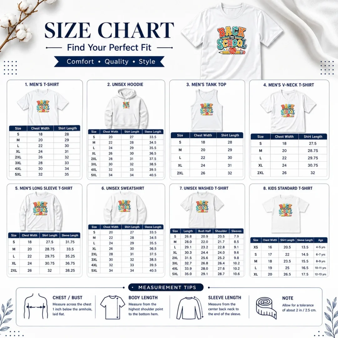 nice-funny-retro-vintage-back-to-school-apple-pencil-size-chart Size chart for Nice Funny Retro Vintage Back To School Apple Pencil with measurements in inches and cm to help choose the right fit
