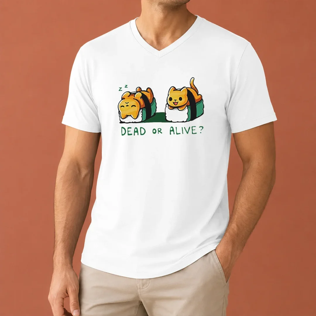 nice-good-cat-sushi-dead-or-alive-v-neck-shirt Nice Good Cat Sushi Dead Or Alive V-Neck Shirt