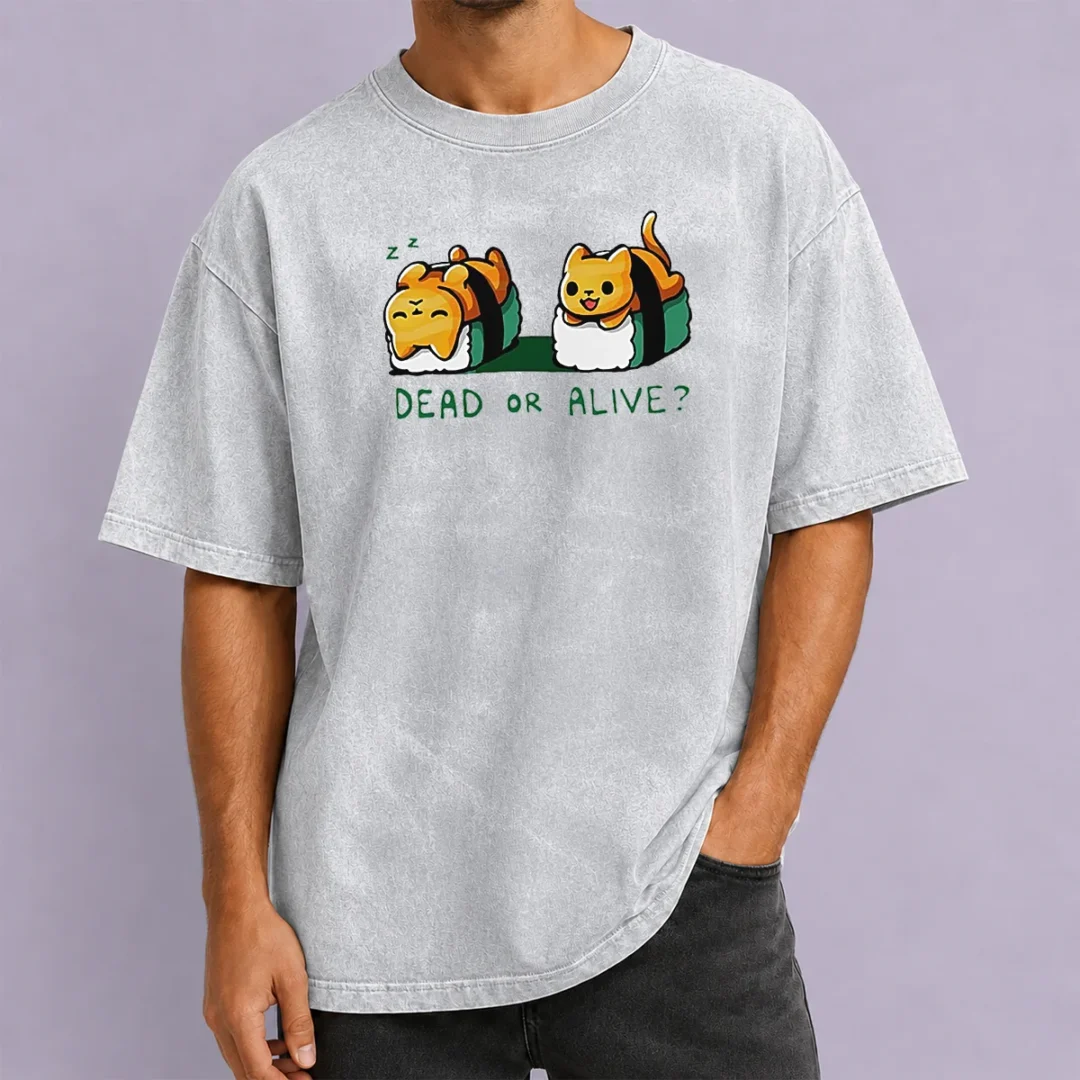 nice-good-cat-sushi-dead-or-alive-washed-t-shirt Nice Good Cat Sushi Dead Or Alive Washed T-Shirt