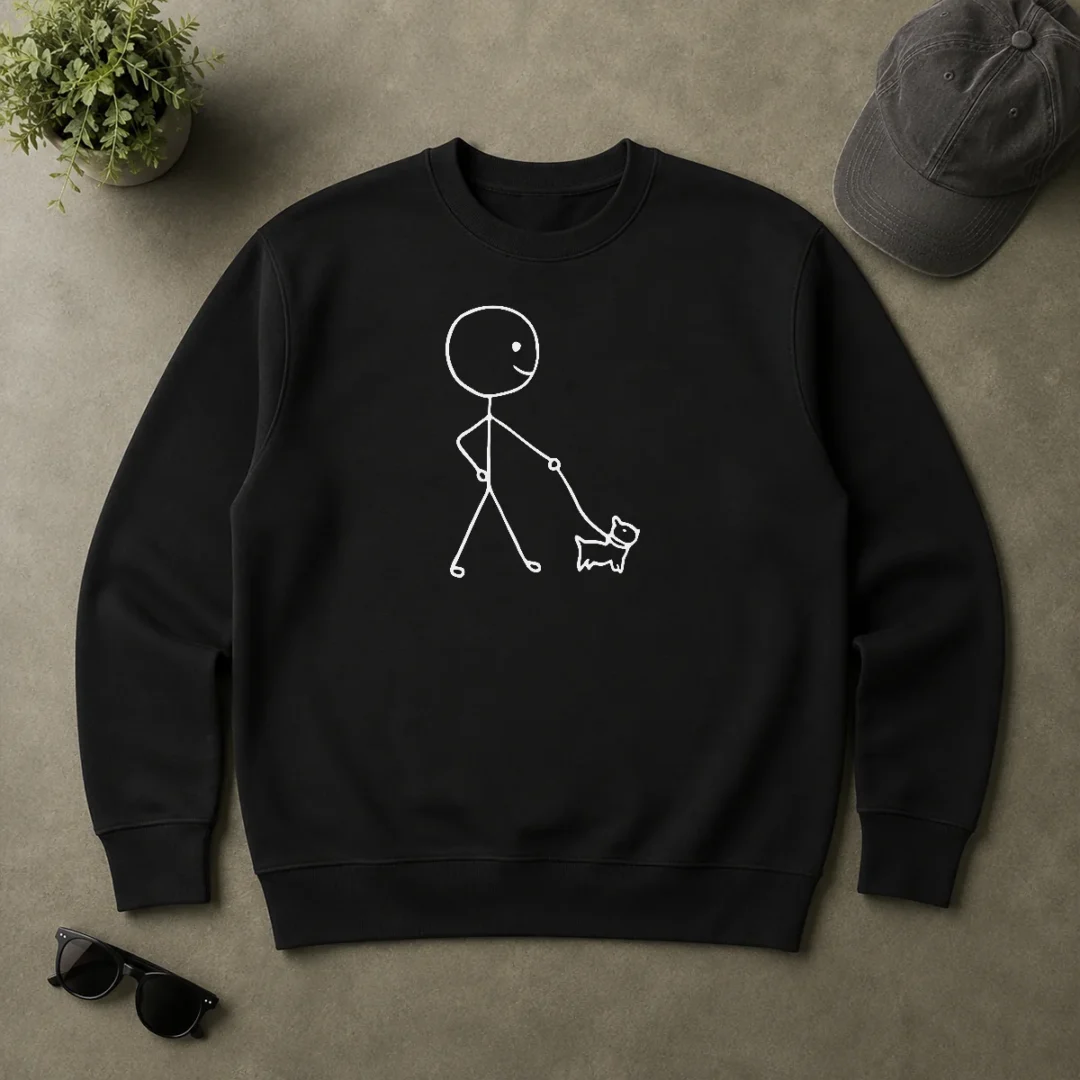 Nice Good Stick Figure Walking A Dog Minimalist Line Art Sweater Nice Good Stick Figure Walking A Dog Minimalist Line Art Sweater