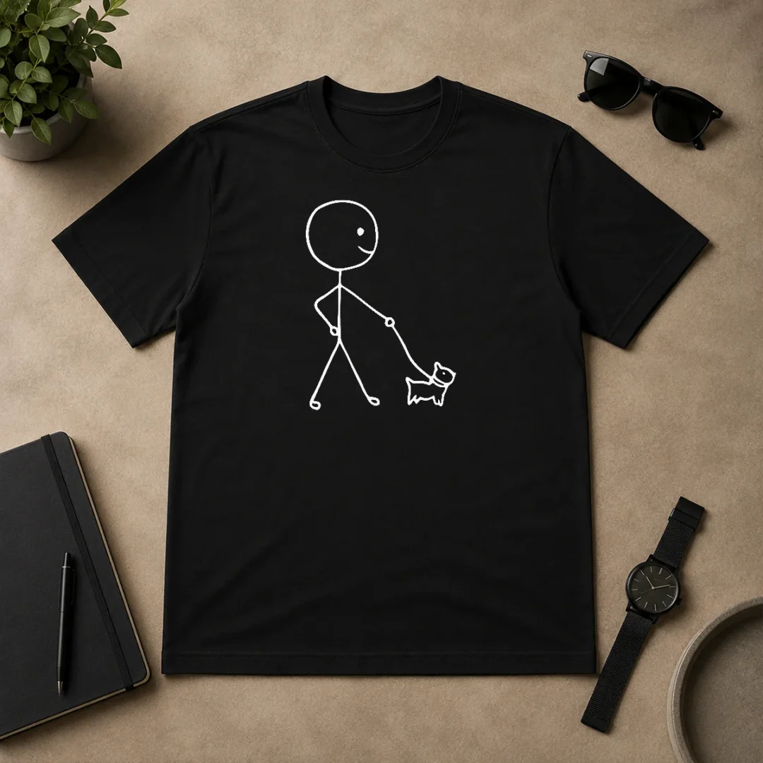 Nice Good Stick Figure Walking A Dog Minimalist Line Art t shirt Nice Good Stick Figure Walking A Dog Minimalist Line Art