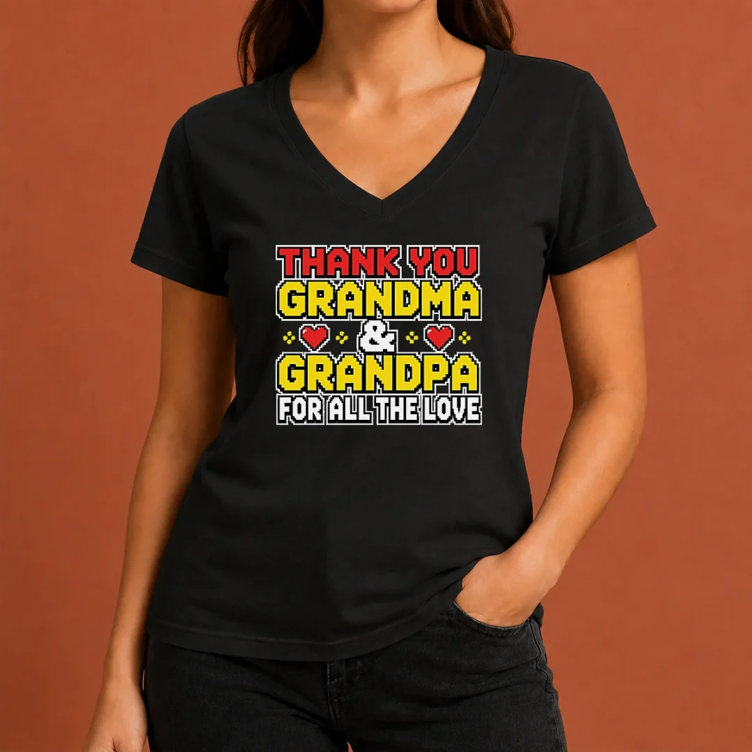 nice-grandparents-day-appreciation-gift-family-love-v-neck-shirt Nice Grandparents Day Appreciation Gift Family Love V-Neck Shirt