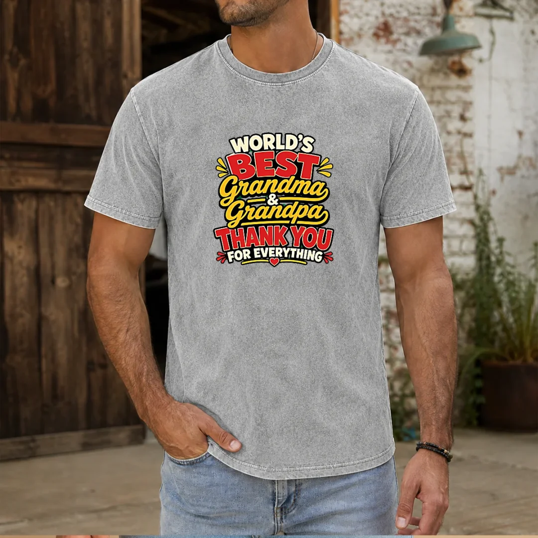 nice-grandparents-day-thank-you-cartoon-for-family-gifts-washed-t-shirt Nice Grandparents Day Thank You Cartoon For Family Gifts Washed T-Shirt