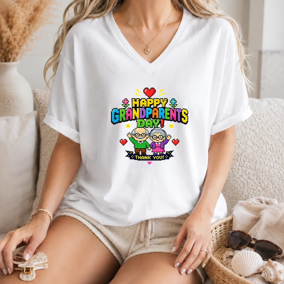 nice-happy-grandparents-day-pixel-art-retro-thank-you-v-neck-shirt Nice Happy Grandparents Day Pixel Art Retro Thank You V-Neck Shirt