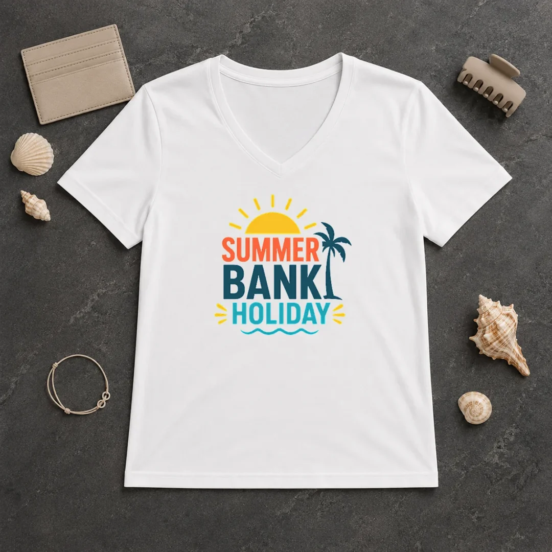 Nice Hot Minimalist Flat Summer Bank Holiday Sun Palm Wave V Neck Shirt Nice Hot Minimalist Flat Summer Bank Holiday Sun Palm Wave V-Neck Shirt