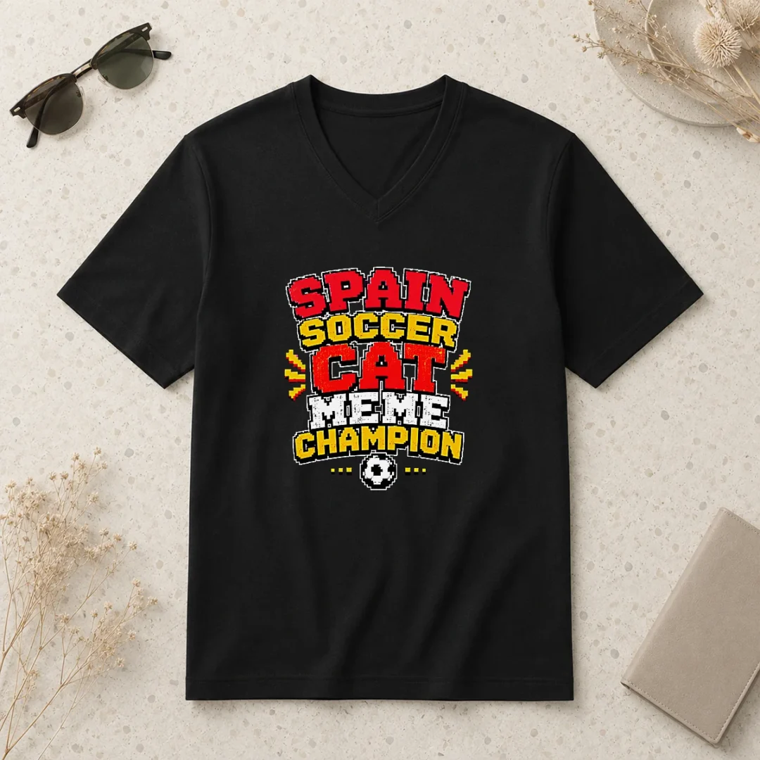 nice-hot-spain-soccer-cat-meme-champion-pixel-v-neck-shirt Nice Hot Spain Soccer Cat Meme Champion Pixel V-Neck Shirt