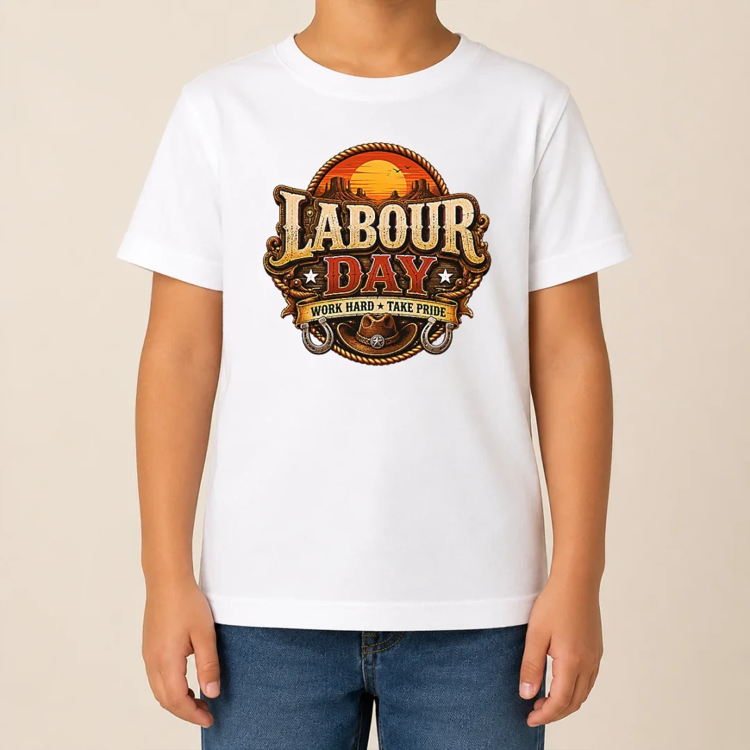 Nice Hot Western Labour Day Work Hard Take Pride Cowboy Kids T Shirt Nice Hot Western Labour Day Work Hard Take Pride Cowboy Kids T-Shirt