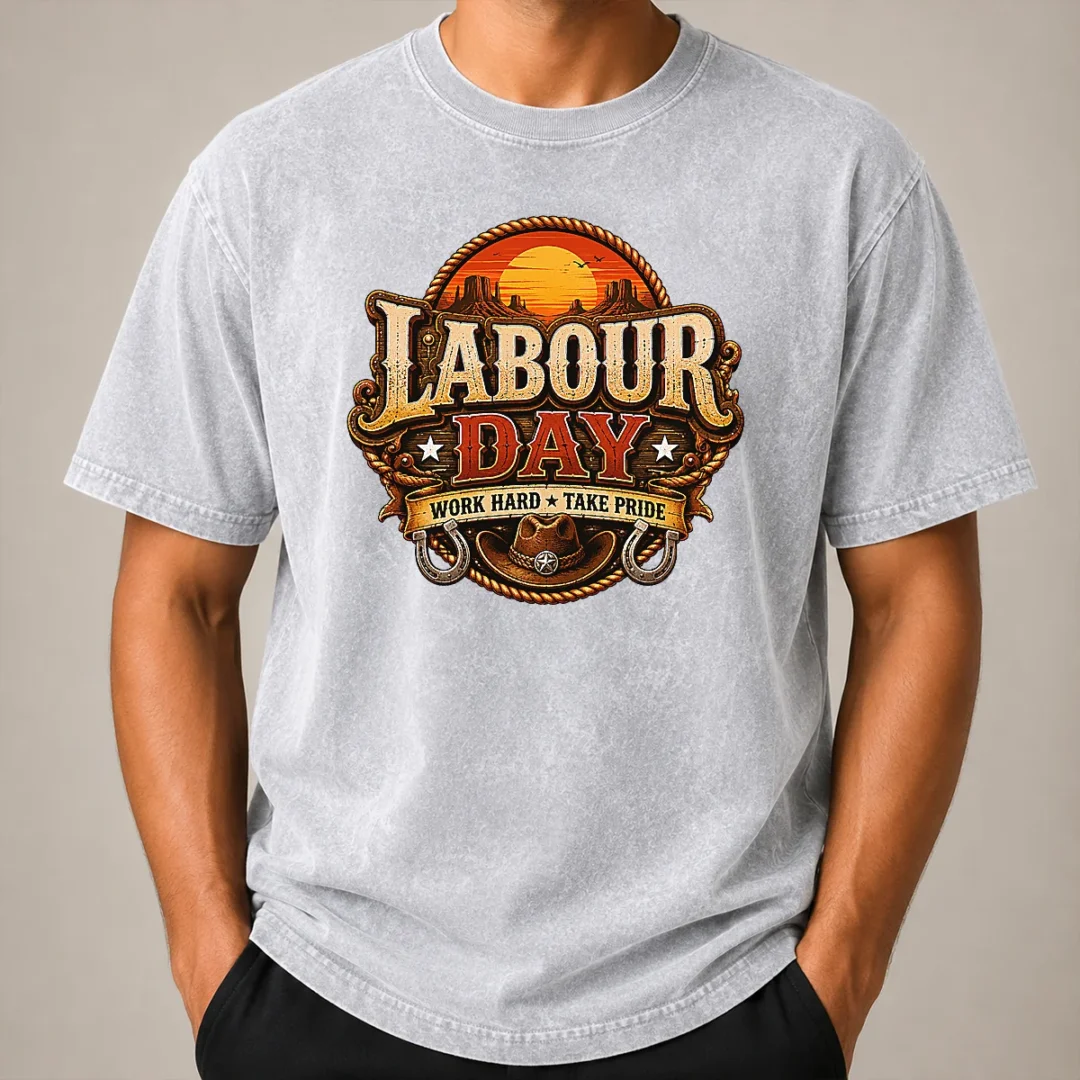 Nice Hot Western Labour Day Work Hard Take Pride Cowboy Washed T Shirt Nice Hot Western Labour Day Work Hard Take Pride Cowboy Washed T-Shirt