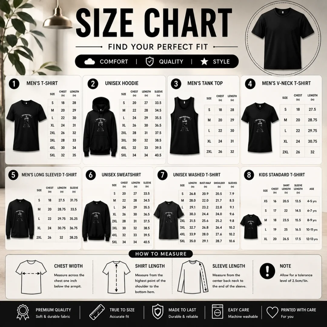 nice-labour-day-proud-american-worker-silhouette-size-chart-1 Size chart for Nice Labour Day Proud American Worker Silhouette with measurements in inches and cm to help choose the right fit