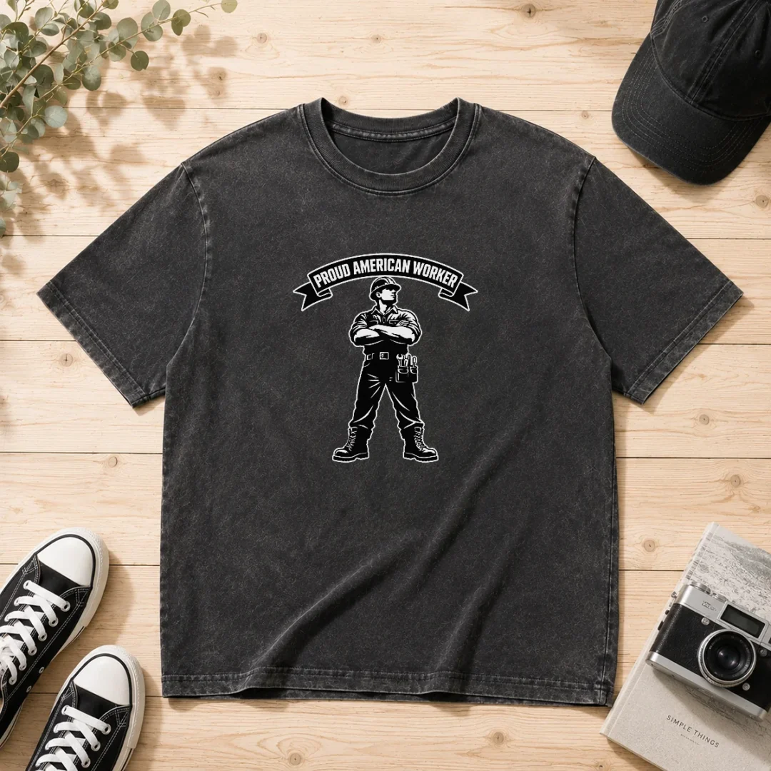 nice-labour-day-proud-american-worker-silhouette-washed-t-shirt-1 Nice Labour Day Proud American Worker Silhouette Washed T-Shirt