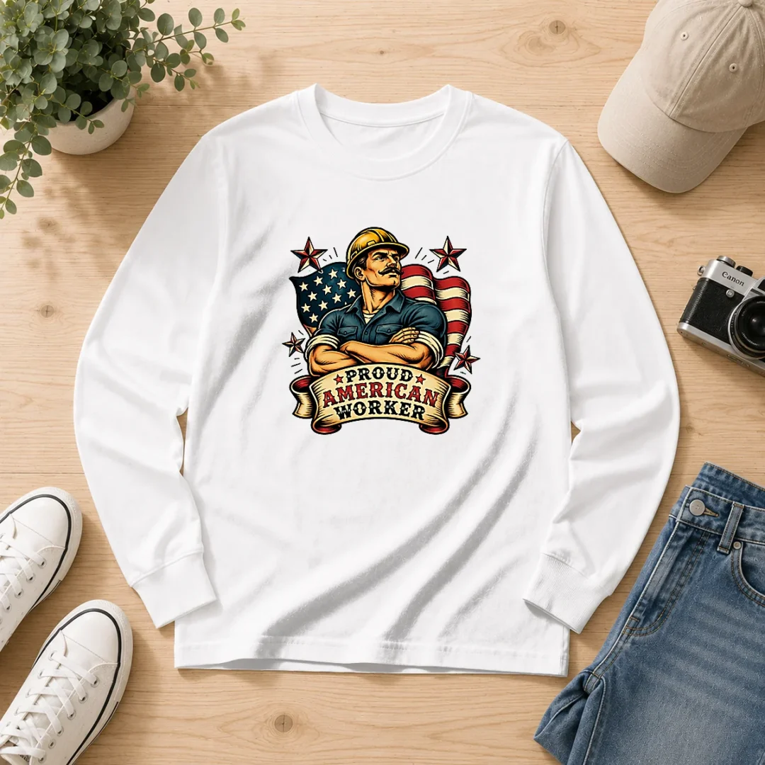 nice-labour-day-proud-american-worker-tattoo-long-sleeve-shirt Nice Labour Day Proud American Worker Tattoo Long Sleeve Shirt