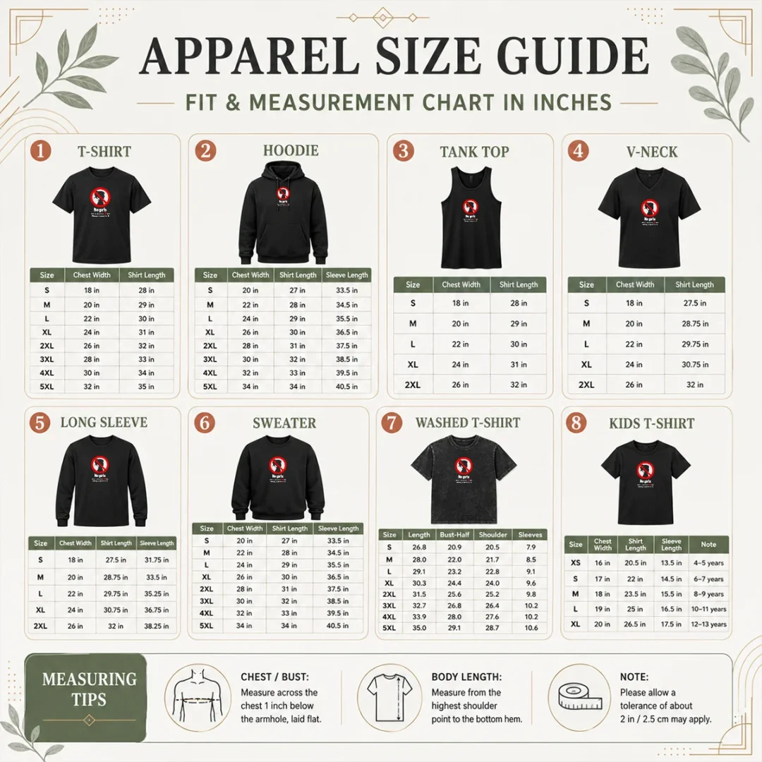 nice-no-girls-love-is-beautiful-but-money-is-powerful-size-chart Size chart for Nice No Girls Love Is Beautiful But Money Is Powerful with measurements in inches and cm to help choose the right fit